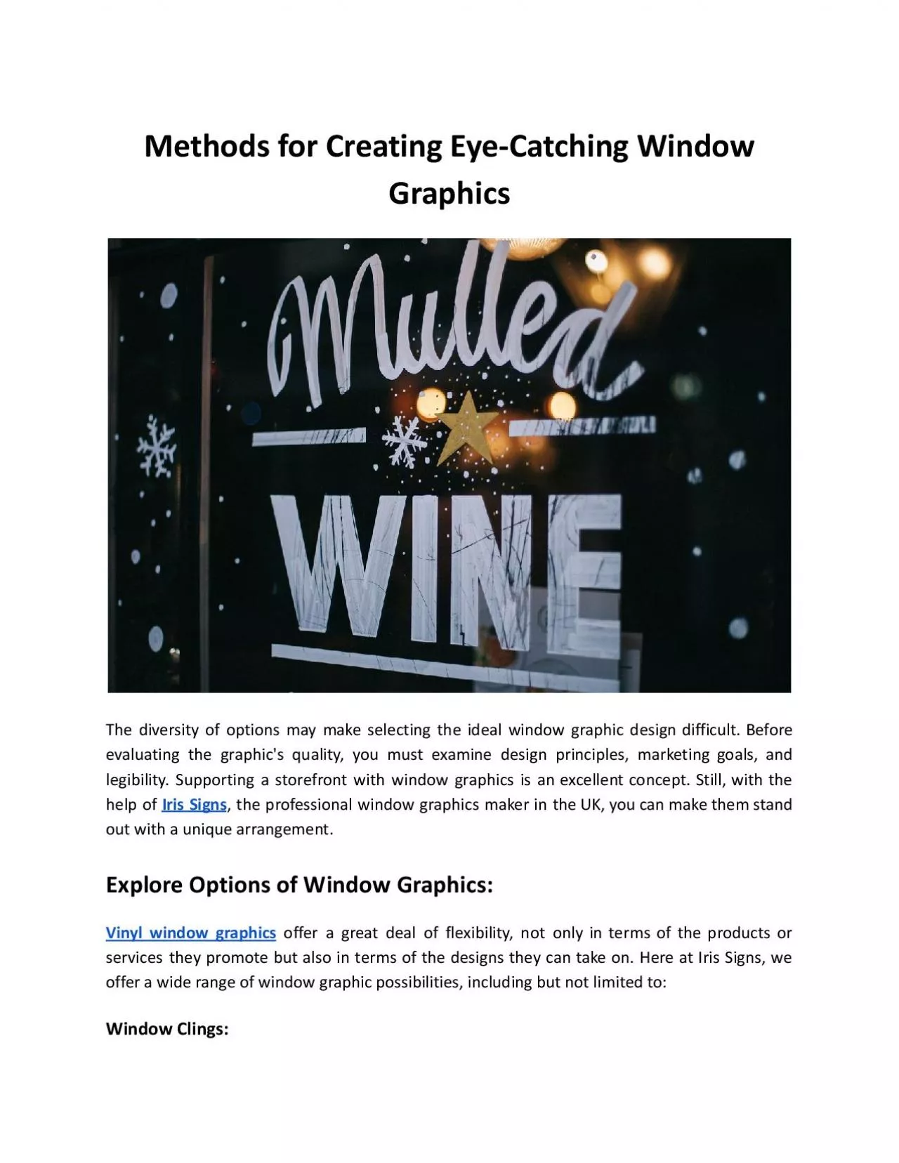 Methods for Creating Eye-Catching Window Graphics - Iris Signs