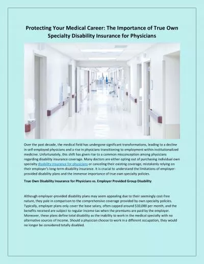 Protecting Your Medical Career: The Importance of True Own Specialty Disability Insurance for Physicians