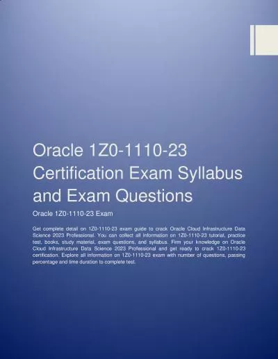 Oracle 1Z0-1110-23 Certification Exam Syllabus and Exam Questions