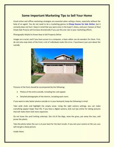 Some Important Marketing Tips to Sell Your Home