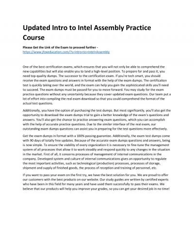 Updated Intro to Intel Assembly Practice Course
