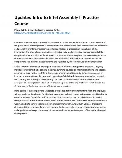 Updated Intro to Intel Assembly II Practice Course