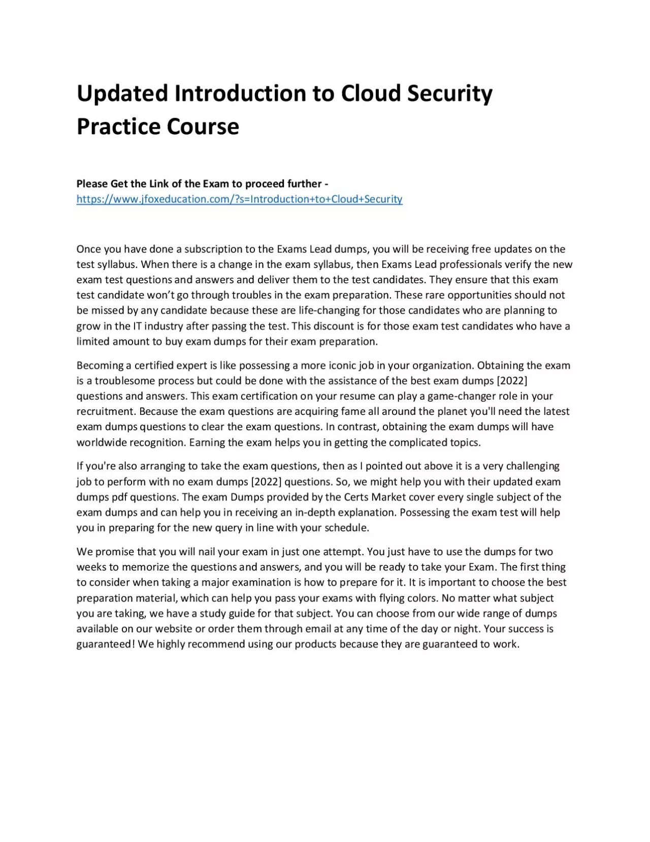 PDF-Updated Introduction to Cloud Security Practice Course