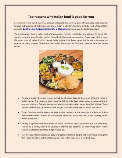 Top reasons why Indian food is good for you