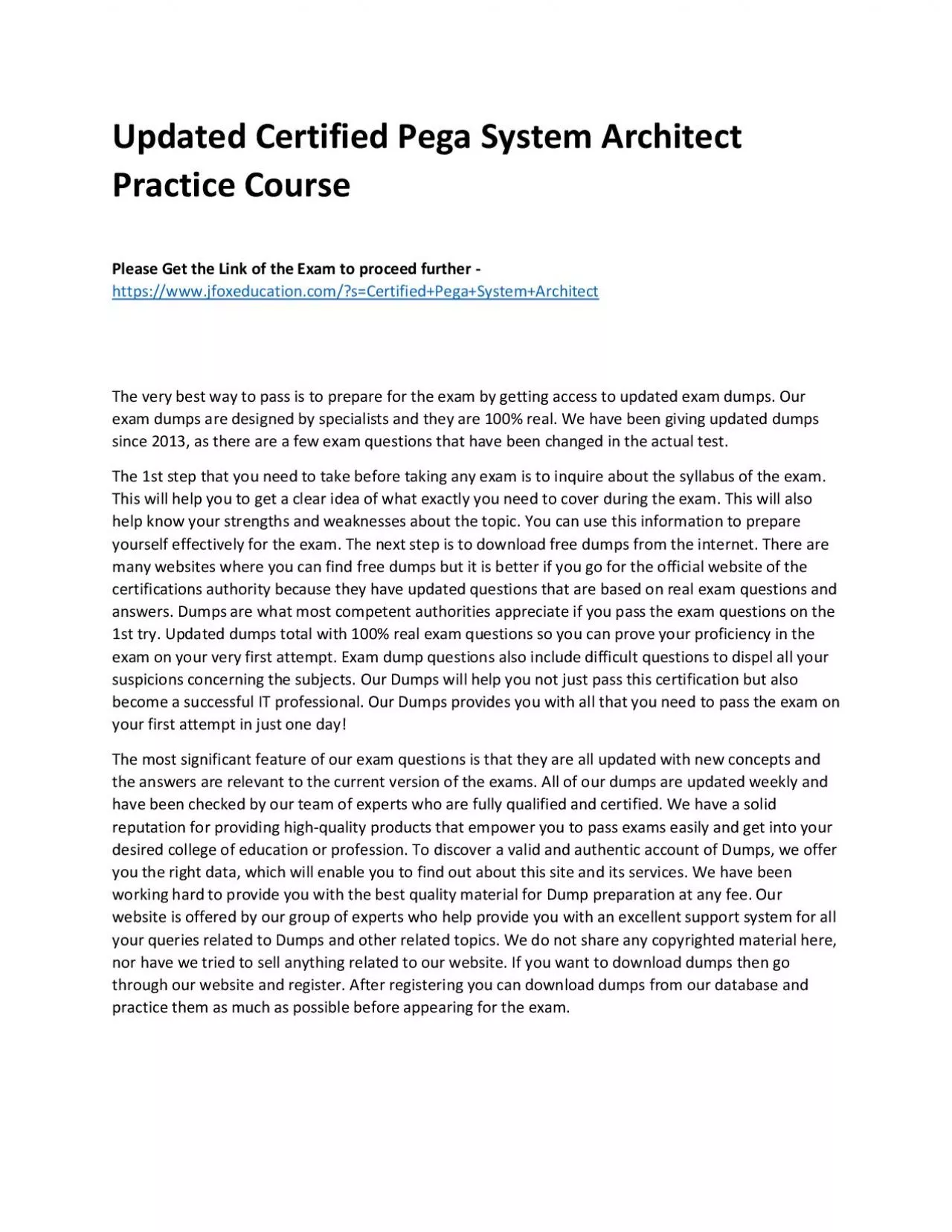 PDF-Updated Certified Pega System Architect Practice Course