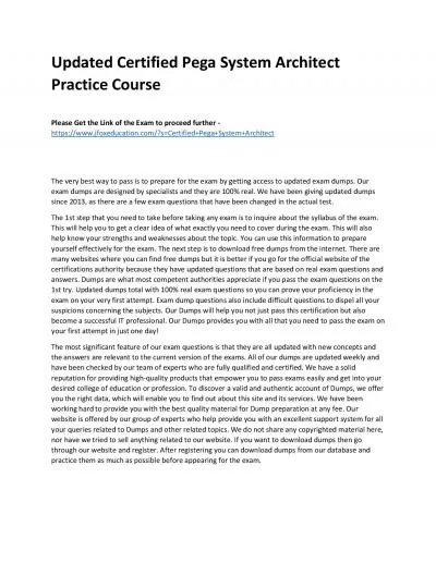 Updated Certified Pega System Architect Practice Course