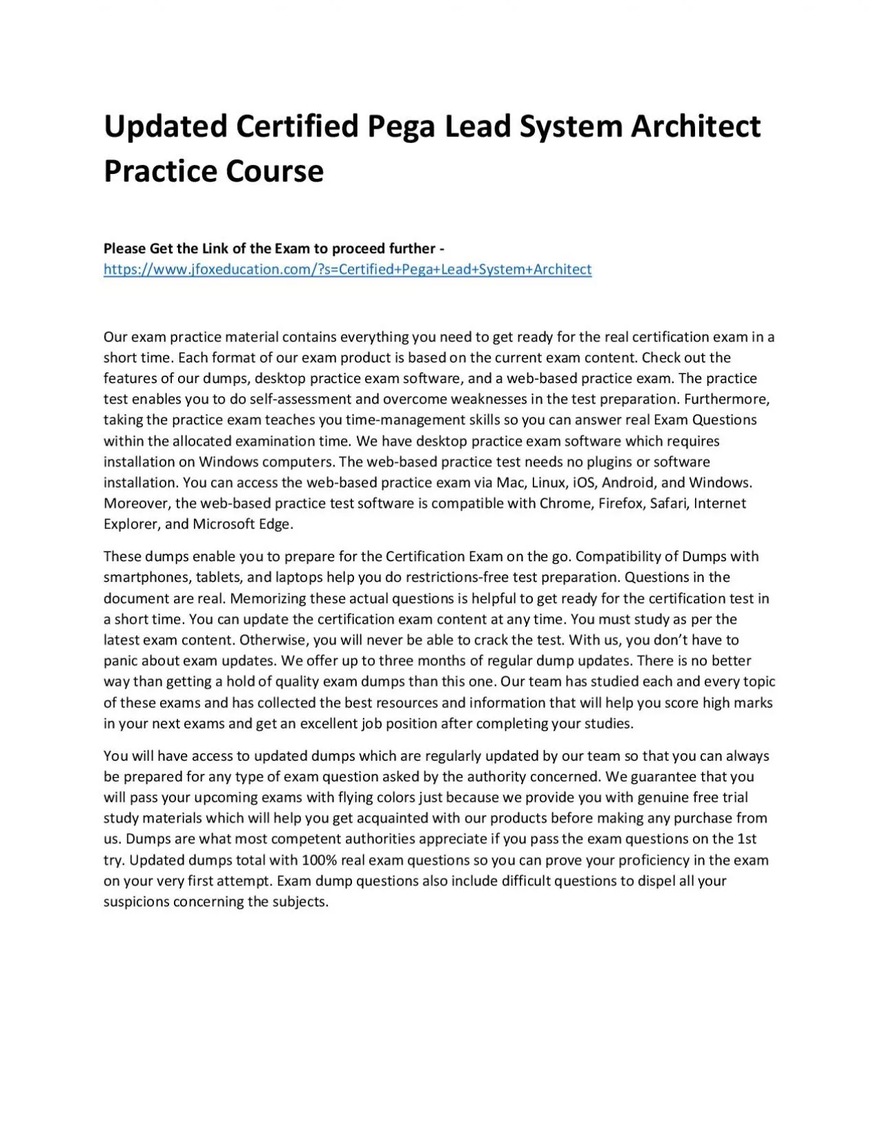 PDF-Updated Certified Pega Lead System Architect Practice Course