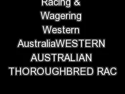 Racing & Wagering Western AustraliaWESTERN AUSTRALIAN THOROUGHBRED RAC