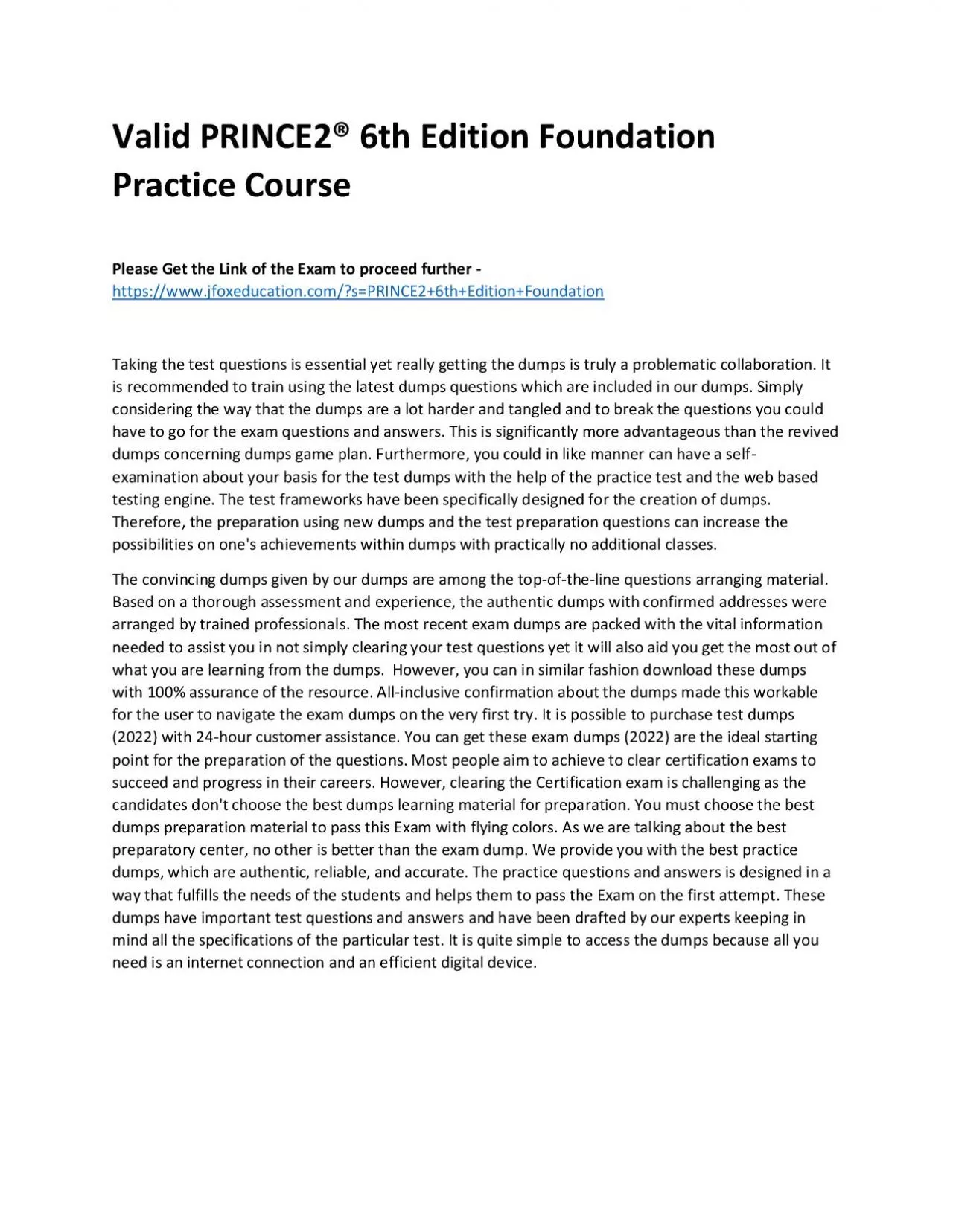 PDF-Valid PRINCE2® 6th Edition Foundation Practice Course