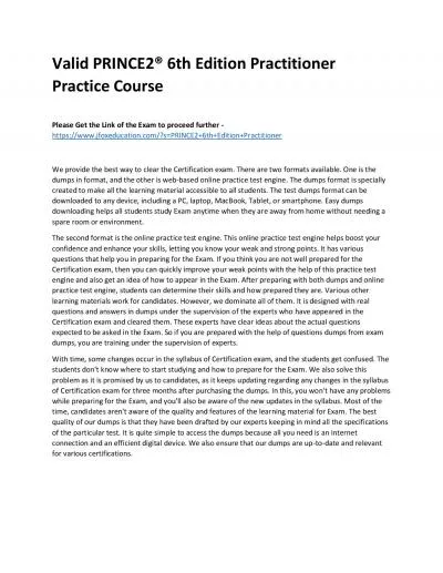 Valid PRINCE2® 6th Edition Practitioner Practice Course