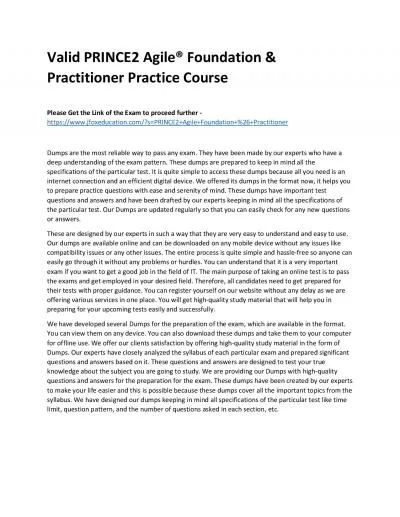 Valid PRINCE2 Agile® Foundation & Practitioner Practice Course