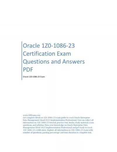 Oracle 1Z0-1086-23 Certification Exam Questions and Answers PDF