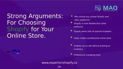 Arguments:For Choosing Shopify For Your Online Store
