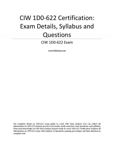 CIW	1D0-622 Certification: Exam Details, Syllabus and Questions