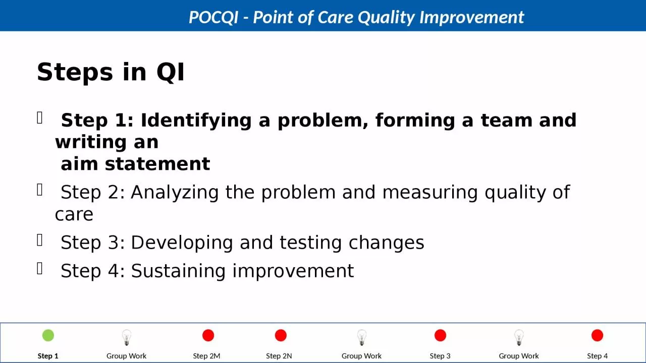 PPT-Steps in QI Step 1: Identifying a problem, forming a team and writing an