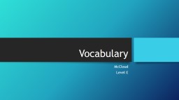 Vocabulary McCloud Level E