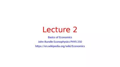 Lecture 2 Basics of Economics