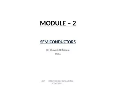 MODULE –  2 SEMICONDUCTORS