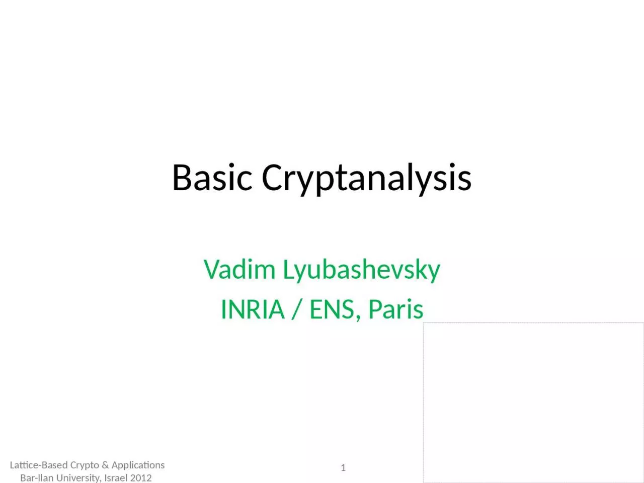 PPT-Basic Cryptanalysis Vadim