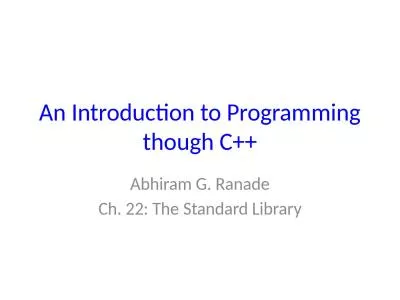 An Introduction to Programming though C++