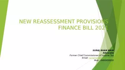 NEW REASSESSMENT PROVISIONS FINANCE BILL 2021