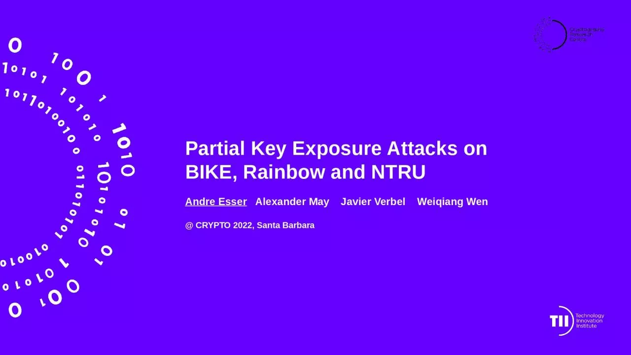 PPT-Partial Key Exposure Attacks on BIKE, Rainbow and NTRU