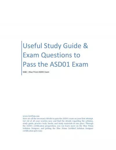 Useful Study Guide & Exam Questions to Pass the ASD01 Exam