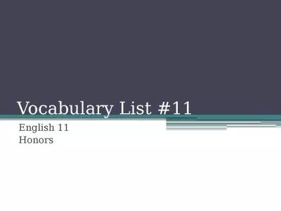 Vocabulary List #11 English 11