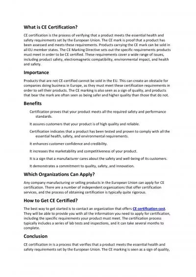 CE certification cost