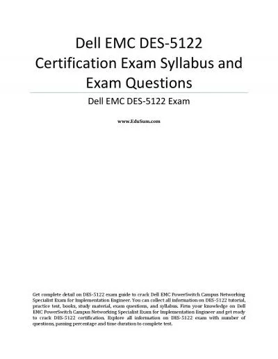 Dell EMC DES-5122 Certification Exam Syllabus and Exam Questions