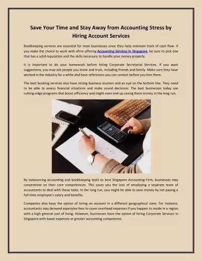 Save Your Time and Stay Away from Accounting Stress by Hiring Account Services