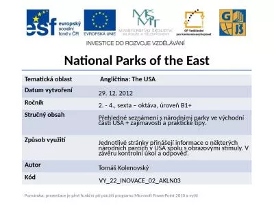 National Parks   of the East