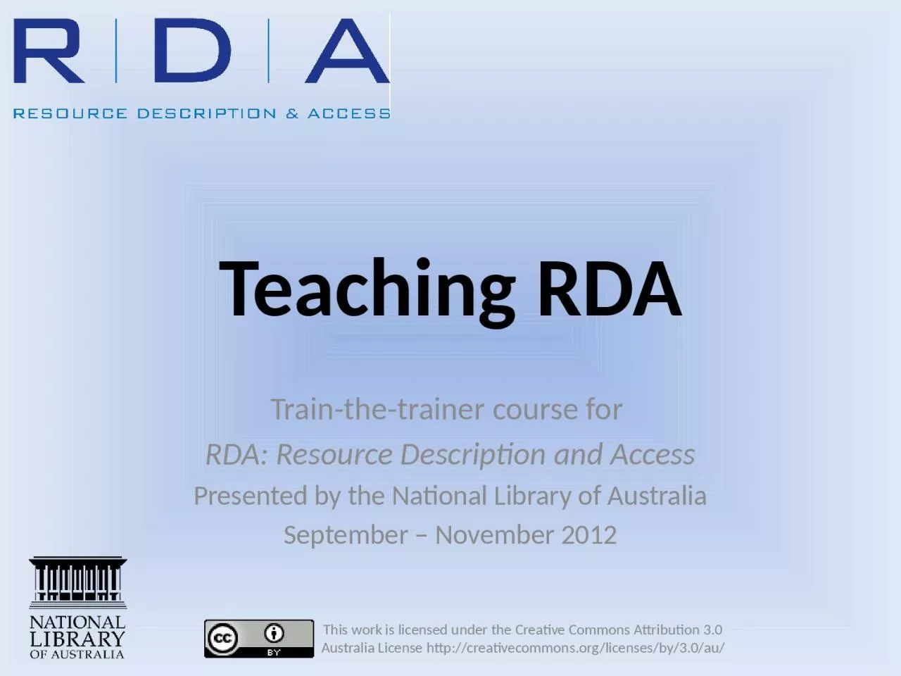 PPT-Teaching RDA Train-the-trainer course for