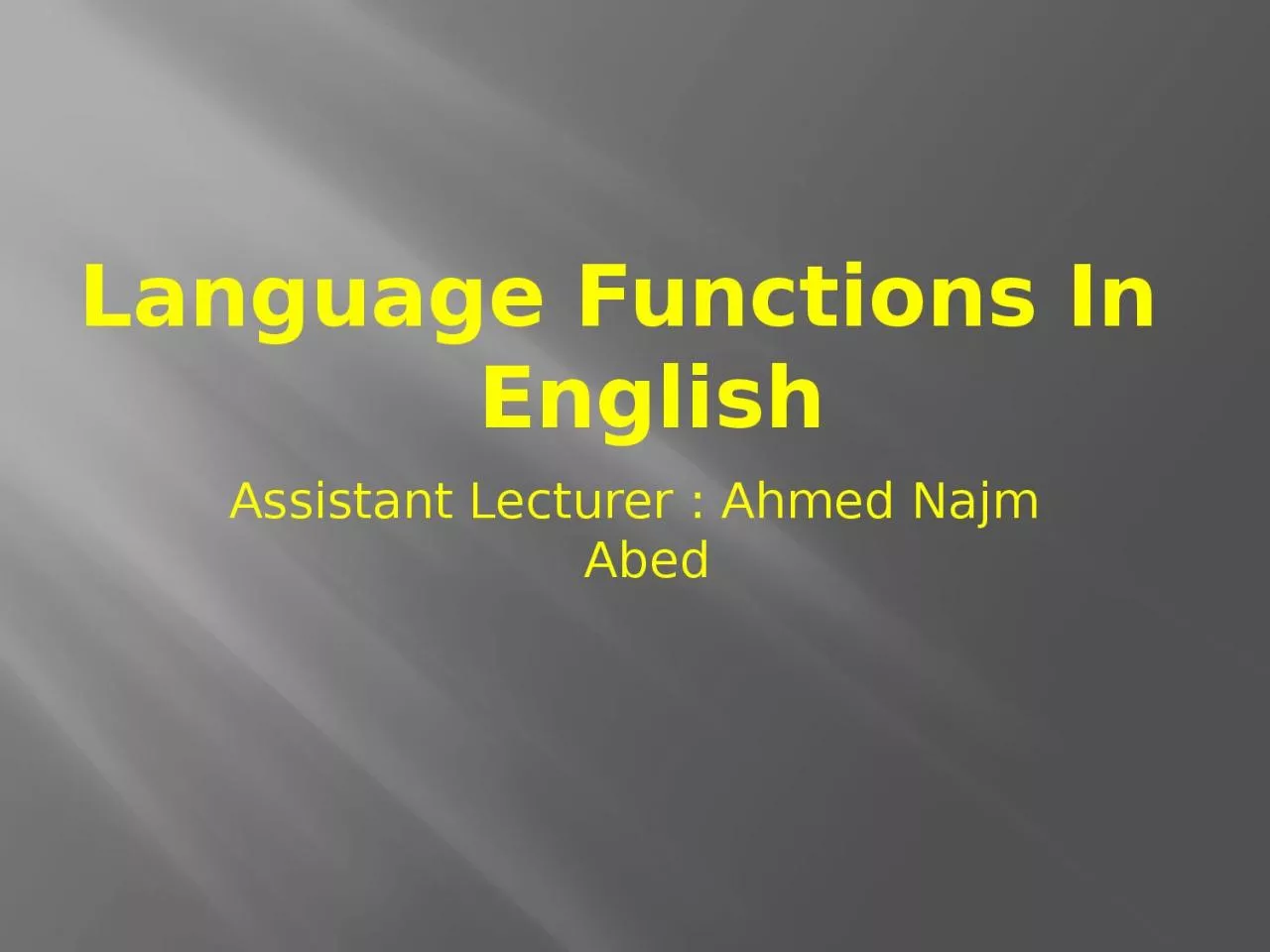 PPT-Language Functions In English