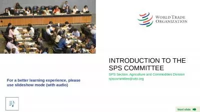 INTRODUCTION TO THE SPS COMMITTEE