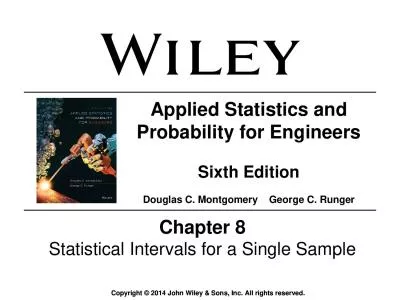 Chapter  8 Statistical Intervals for a Single Sample