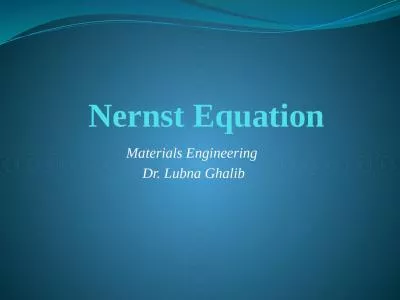 Nernst  Equation Materials Engineering