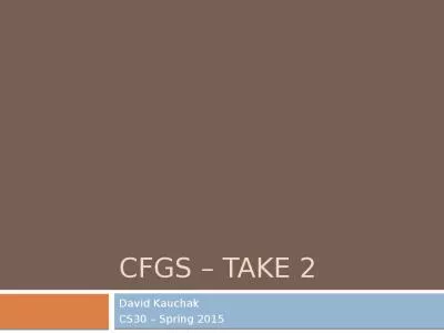 CFGs – take 2 David Kauchak