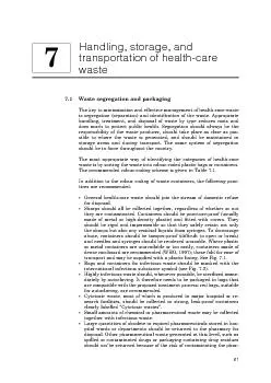 Handling, storage, and transportation of health-care waste61