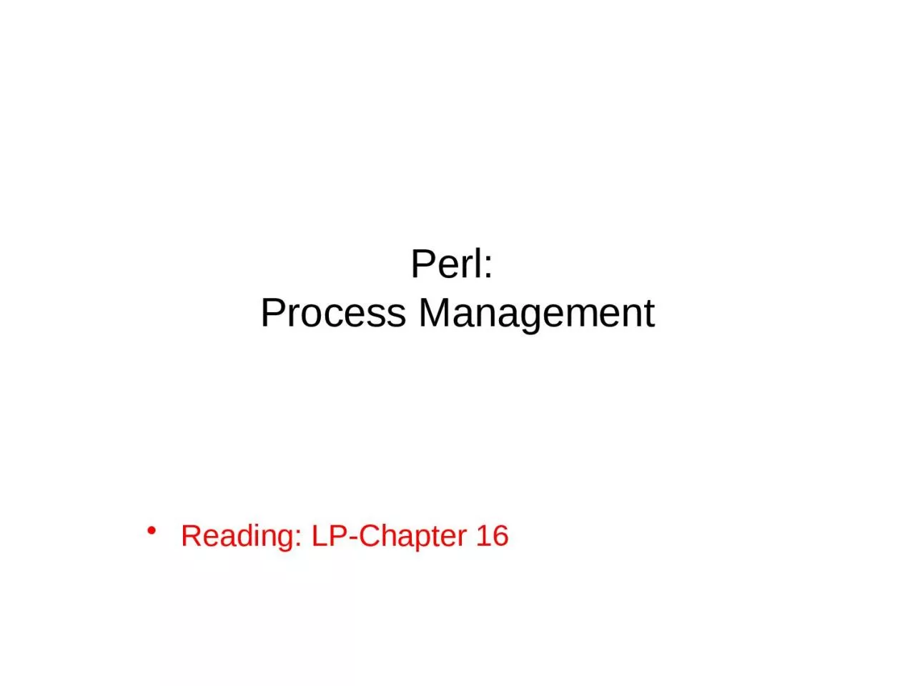 PPT-Perl: Process Management