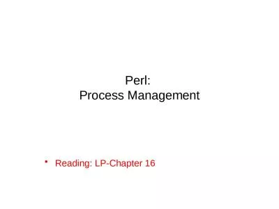 Perl:  Process Management