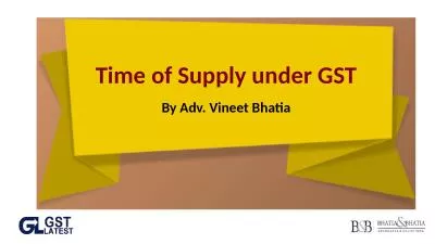 Time of Supply under GST