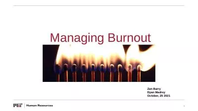 Managing Burnout Zan Barry