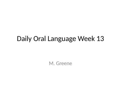 Daily Oral Language Week 13