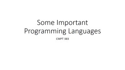 Some Important Programming Languages