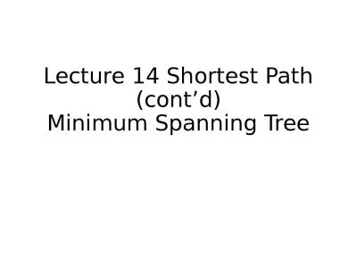 Lecture 14 Shortest Path (cont’d)