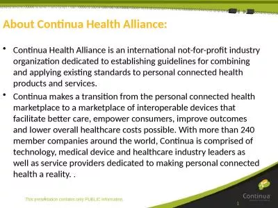 About Continua Health Alliance: