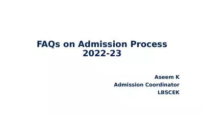 FAQs on Admission Process 2022-23