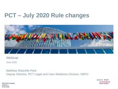 PCT – July 2020 Rule changes