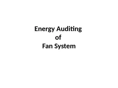 Energy Auditing  of  Fan System